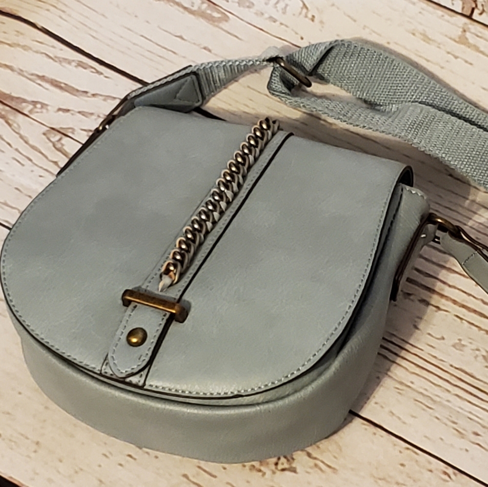 Time and Tru recycled materials Emery crossbody bag blue